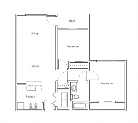 Floor plan for 2 beds, 1 bath, 1168 sqft
